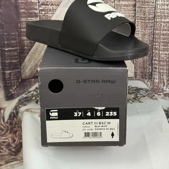 Comfy classic G-Star Raw womens Cart-III Slides Sandals Black/White lightweight - Picture 12 of 12